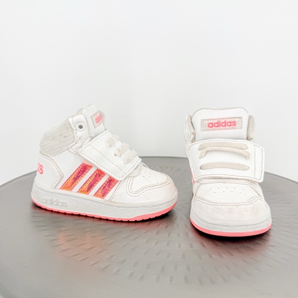 Girls Adidas Shoes Adidas Hoops mid 2.0 I White And Pink
